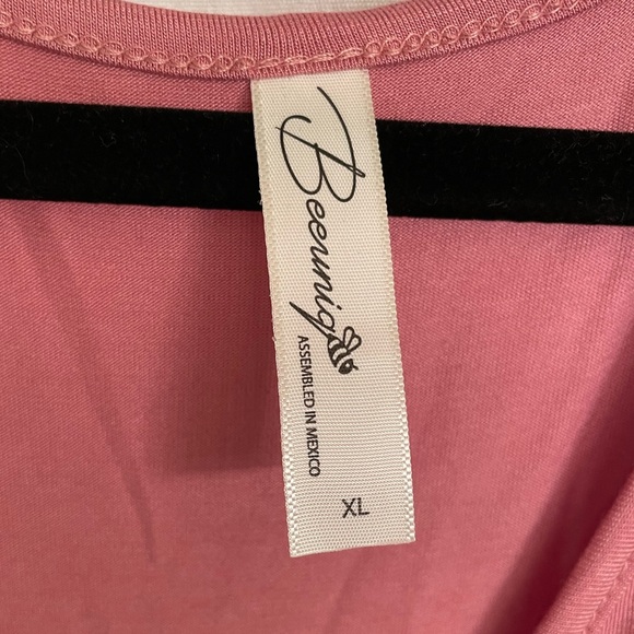 NEW Maternity Faux Wrap Butterfly Sleeve Dress with Ruffles in Light Pink - Picture 6 of 7